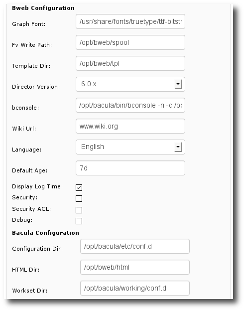 BWeb parameters